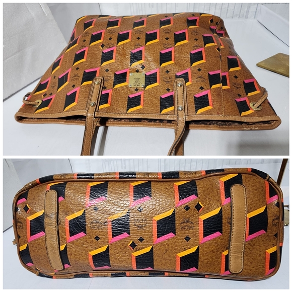 MCM Brown and Pink Geometric Tote - Picture 5 of 13